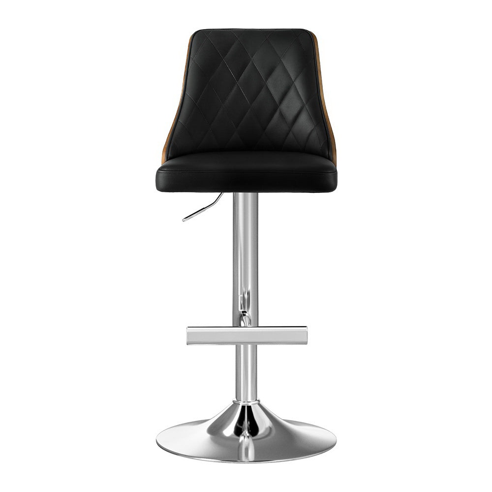 Artiss 4X Bar Stool Wood Swivel Adjustable Kitchen Counter Stool Leather Black BA-TW-T4061-BKX4