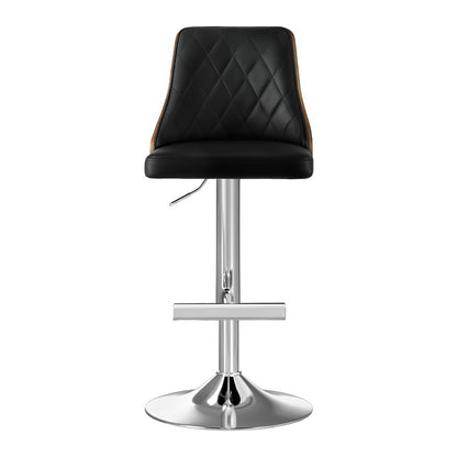 Artiss 4X Bar Stool Wood Swivel Adjustable Kitchen Counter Stool Leather Black BA-TW-T4061-BKX4