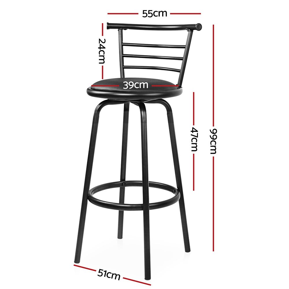 Artiss 2x Bar Stools Swivel Leather Padded Metal BA-TW-T5033A-BKX2