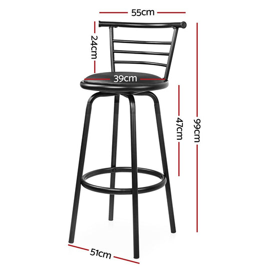 Artiss 2x Bar Stools Swivel Leather Padded Metal BA-TW-T5033A-BKX2