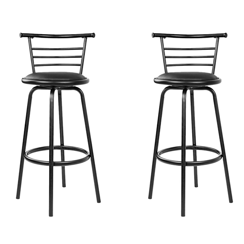 Artiss 2x Bar Stools Swivel Leather Padded Metal BA-TW-T5033A-BKX2