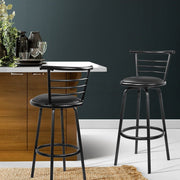 Artiss 2x Bar Stools Swivel Leather Padded Metal BA-TW-T5033A-BKX2