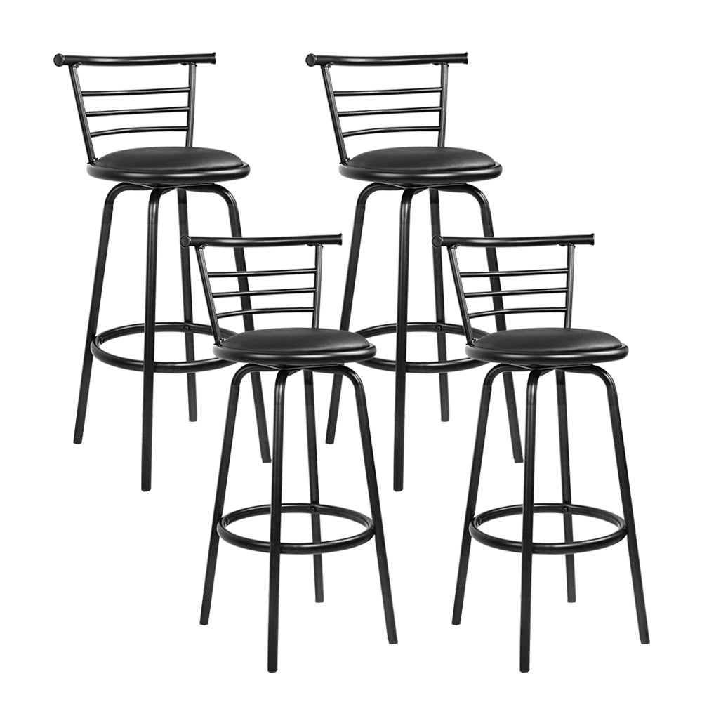 Artiss 4x Bar Stools Swivel Leather Padded Metal BA-TW-T5033A-BKX4