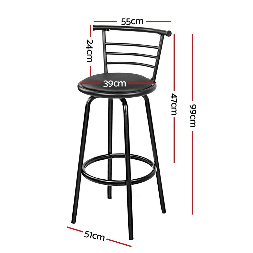 Artiss 4x Bar Stools Swivel Leather Padded Metal BA-TW-T5033A-BKX4