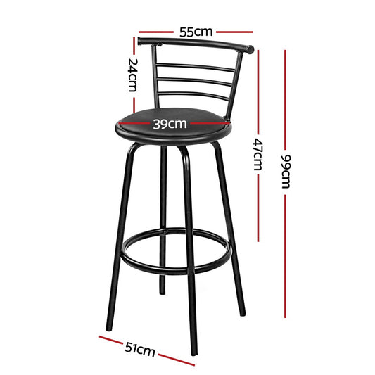 Artiss 4x Bar Stools Swivel Leather Padded Metal BA-TW-T5033A-BKX4