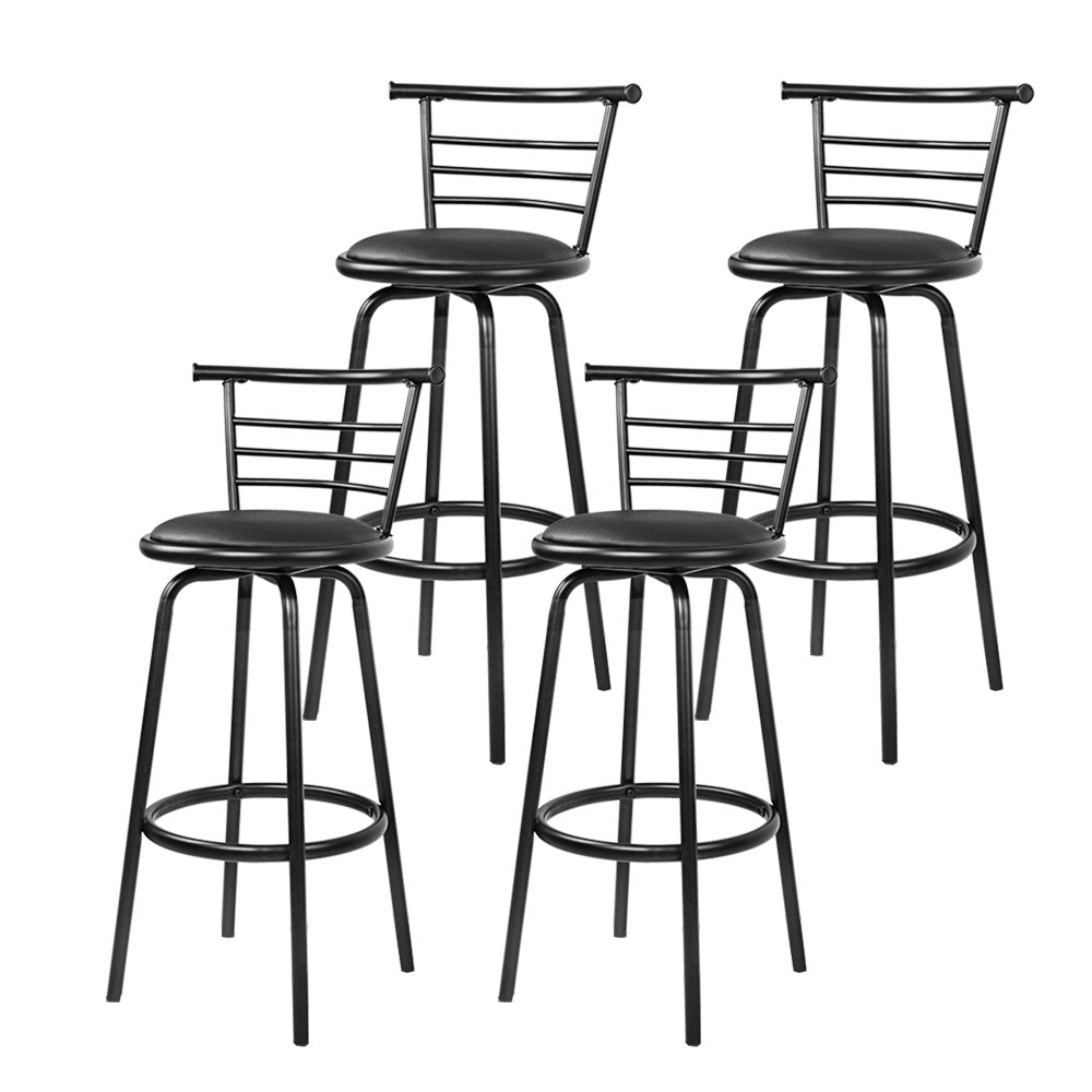 Artiss 4x Bar Stools Swivel Leather Padded Metal BA-TW-T5033A-BKX4