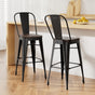 2x Artiss Metal Bar Stools Wooden Seat Retro Counter Stool BA-TW-T5852-BKX2