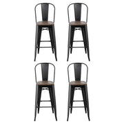 4x Artiss Metal Bar Stools Wooden Seat Retro Counter Stool BA-TW-T5852-BKX4