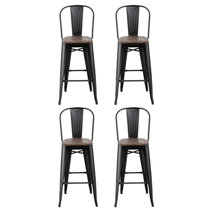 4x Artiss Metal Bar Stools Wooden Seat Retro Counter Stool BA-TW-T5852-BKX4