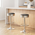 Artiss Set of 2 Backless PU Leather Bar Stools - Black and Chrome BA-TW-T7009-BLACK-X2
