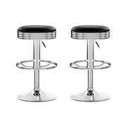 Artiss Set of 2 Backless PU Leather Bar Stools - Black and Chrome BA-TW-T7009-BLACK-X2