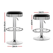 Artiss 4x Bar Stools Leather Padded Gas Lift Silver BA-TW-T7009-BLACK-X4