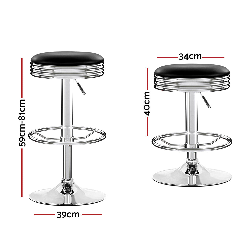 Artiss 4x Bar Stools Leather Padded Gas Lift Silver BA-TW-T7009-BLACK-X4