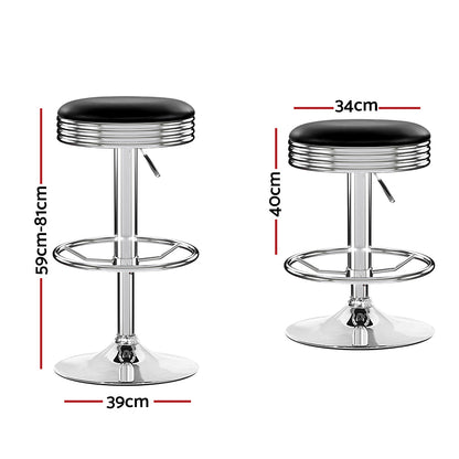 Artiss 4x Bar Stools Leather Padded Gas Lift Silver BA-TW-T7009-BLACK-X4