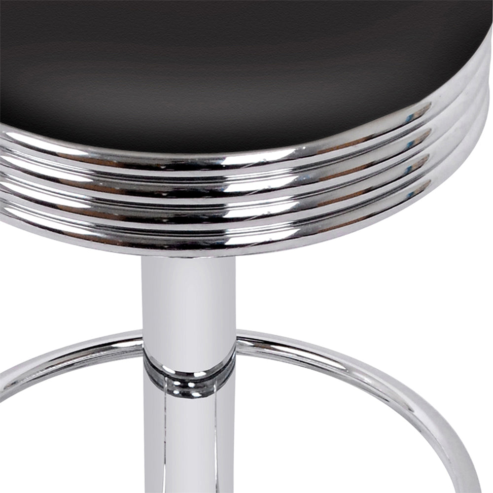 Artiss 4x Bar Stools Leather Padded Gas Lift Silver BA-TW-T7009-BLACK-X4