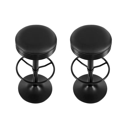 Artiss 2x Bar Stools Leather Padded Gas Lift Black BA-TW-T7009-CB-BKX2
