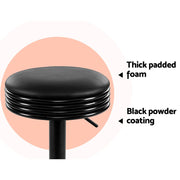 Artiss 2x Bar Stools Leather Padded Gas Lift Black BA-TW-T7009-CB-BKX2