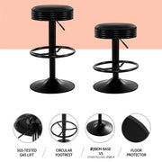 Artiss 4x Bar Stools Leather Padded Gas Lift Black BA-TW-T7009-CB-BKX4