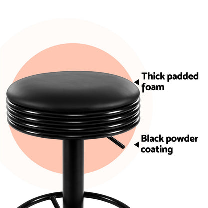 Artiss 4x Bar Stools Leather Padded Gas Lift Black BA-TW-T7009-CB-BKX4