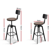 Artiss Bar Stools Kitchen Counter Chairs Vintage Metal Chairs BA-TW-V17-098BACK-BK