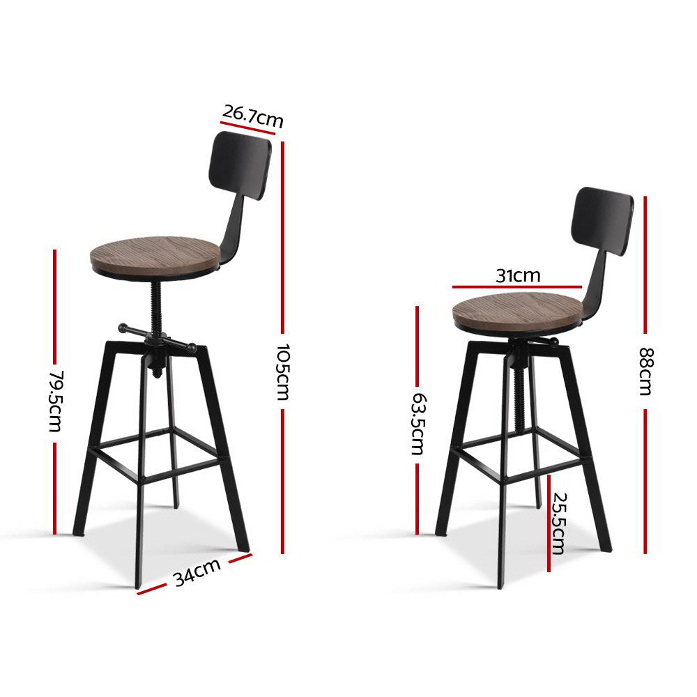 Artiss Bar Stools Kitchen Counter Chairs Vintage Metal Chairs BA-TW-V17-098BACK-BK