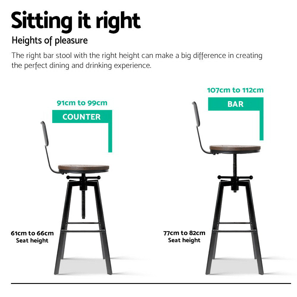 Artiss Bar Stools Kitchen Counter Chairs Vintage Metal Chairs BA-TW-V17-098BACK-BK