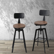 Artiss Bar Stools Kitchen Counter Chairs Vintage Metal Chairs BA-TW-V17-098BACK-BK