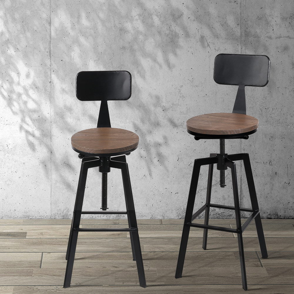 Artiss Bar Stools Kitchen Counter Chairs Vintage Metal Chairs BA-TW-V17-098BACK-BK