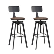 Artiss Bar Stools Kitchen Counter Chairs Vintage Metal Chairs x2 BA-TW-V17-098BACK-BKX2