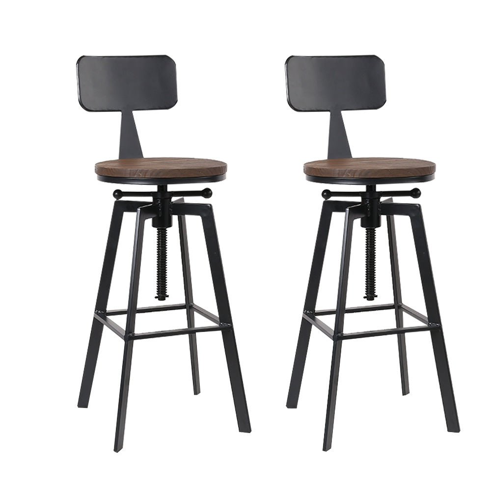Artiss Bar Stools Kitchen Counter Chairs Vintage Metal Chairs x2 BA-TW-V17-098BACK-BKX2
