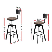 Artiss Bar Stools Kitchen Counter Chairs Vintage Metal Chairs x2 BA-TW-V17-098BACK-BKX2