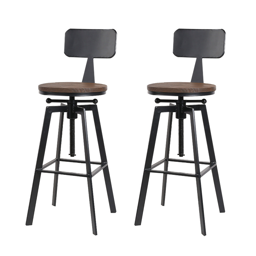 Artiss Bar Stools Kitchen Counter Chairs Vintage Metal Chairs x2 BA-TW-V17-098BACK-BKX2