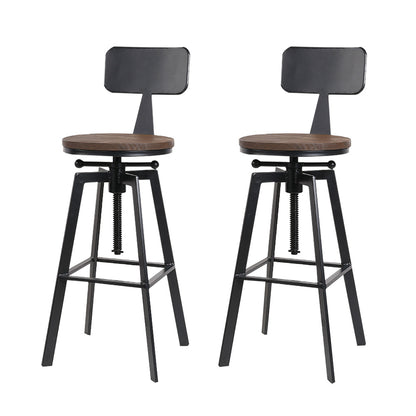 Artiss Bar Stools Kitchen Counter Chairs Vintage Metal Chairs x2 BA-TW-V17-098BACK-BKX2