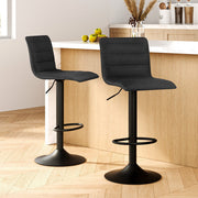 Artiss 2x Bar Stools Gas Lift Linen Fabric Black BA-TW-V17-1168-BKX2