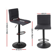 Artiss 2x Bar Stools Gas Lift Linen Fabric Black BA-TW-V17-1168-BKX2