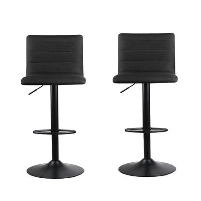 Artiss 2x Bar Stools Gas Lift Linen Fabric Black BA-TW-V17-1168-BKX2