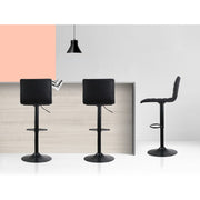 Artiss 2x Bar Stools Gas Lift Linen Fabric Black BA-TW-V17-1168-BKX2
