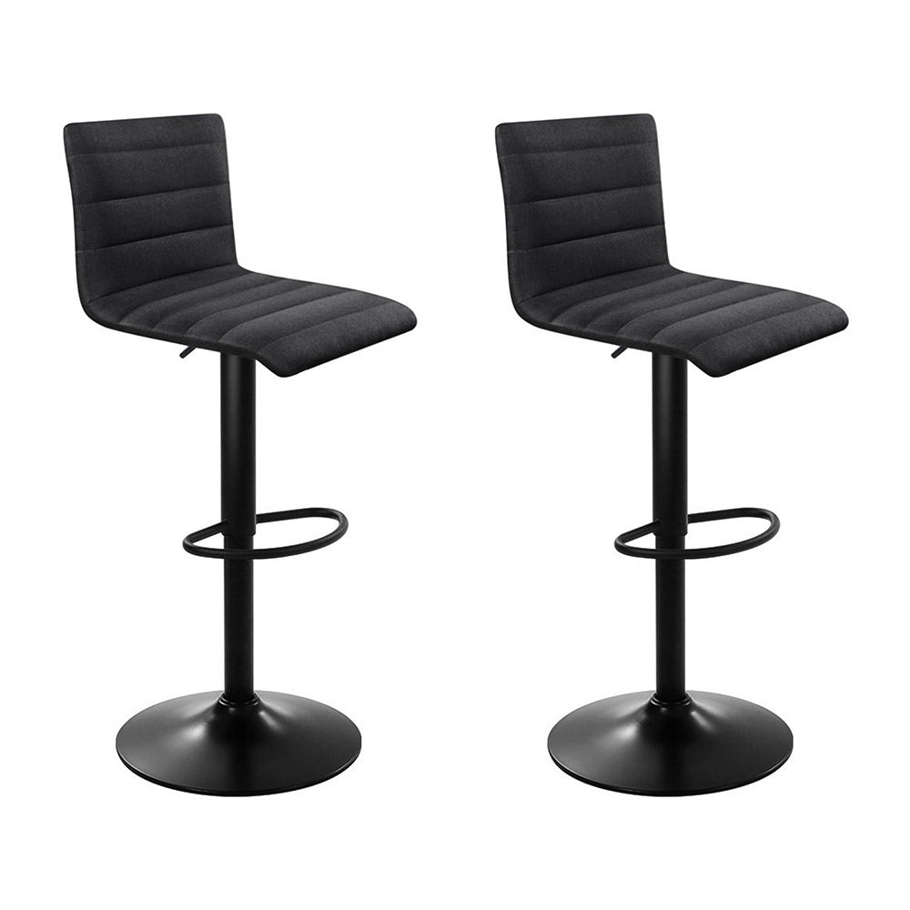 Artiss 2x Bar Stools Gas Lift Linen Fabric Black BA-TW-V17-1168-BKX2