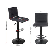Artiss 4x Bar Stools Gas Lift Linen Fabric Black BA-TW-V17-1168-BKX4