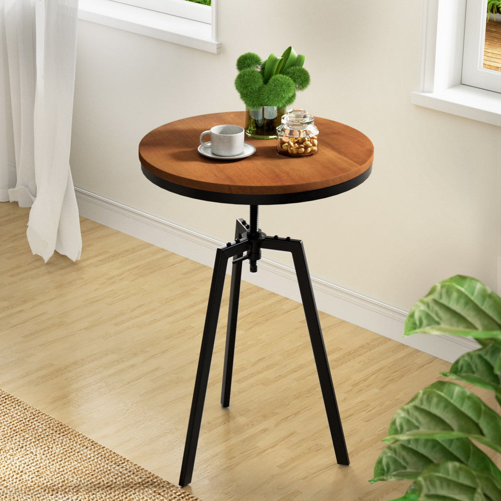 Artiss Bar Table 67-86CM Height Round Brown BA-TW-V17-COF-TAB