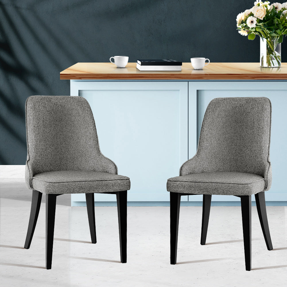 Artiss Dining Chairs Set of 2 Linen Fabric Grey BA-TW-V17-DIN5901-GYX2