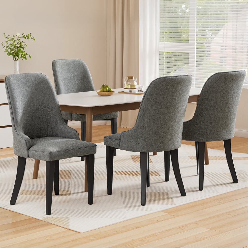 Artiss Dining Chairs Set of 4 Linen Fabric Grey BA-TW-V17-DIN5901-GYX4