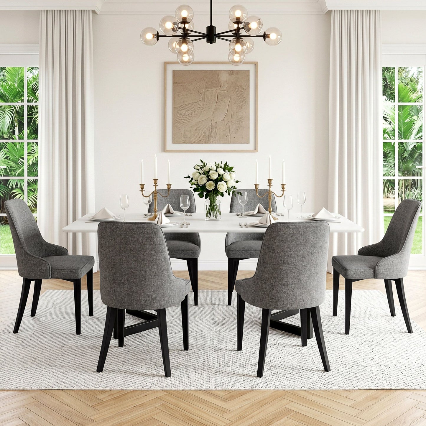 Artiss Dining Chairs Set of 6 Linen Fabric Grey BA-TW-V17-DIN5901-GYX6