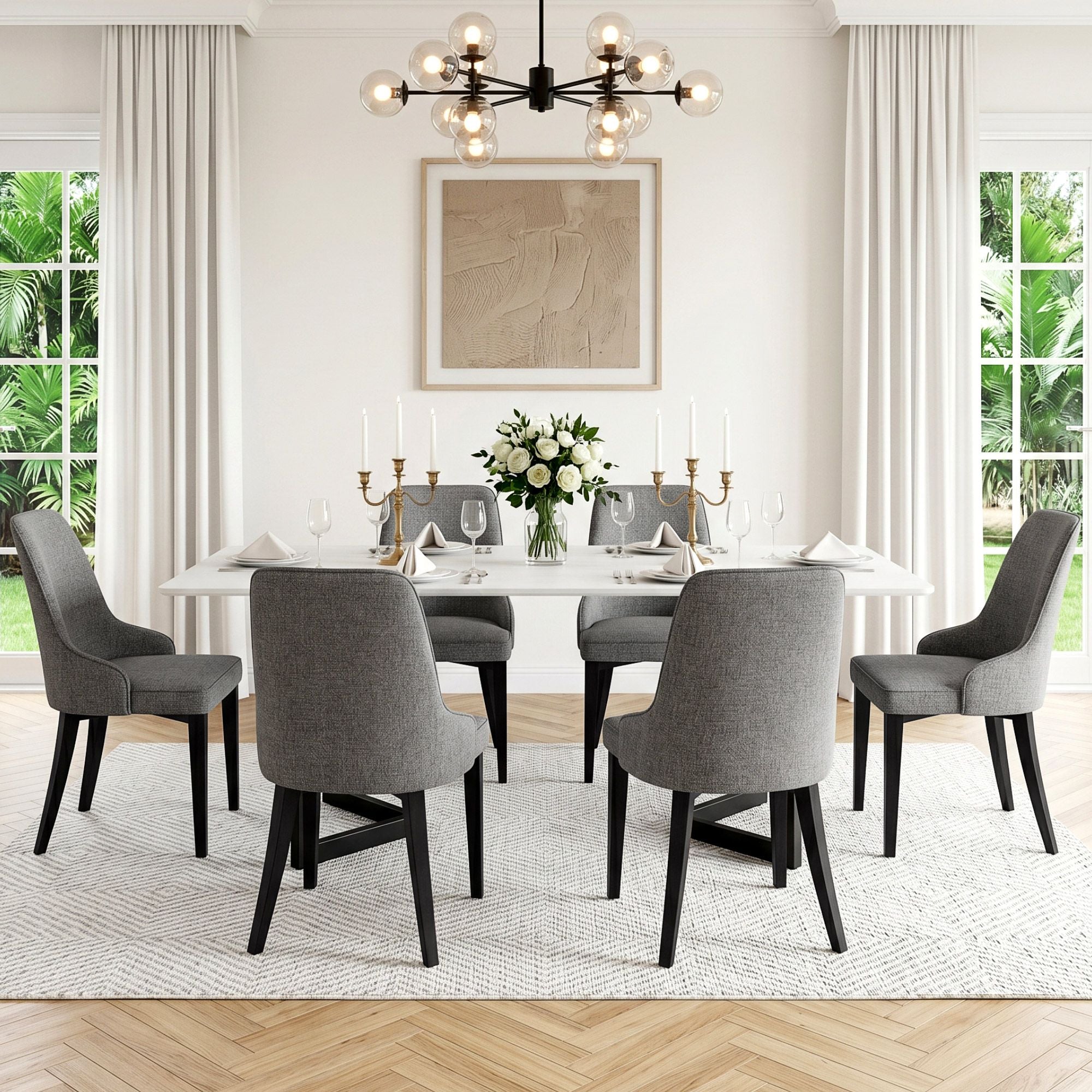 Artiss Dining Chairs Set of 6 Linen Fabric Grey BA-TW-V17-DIN5901-GYX6