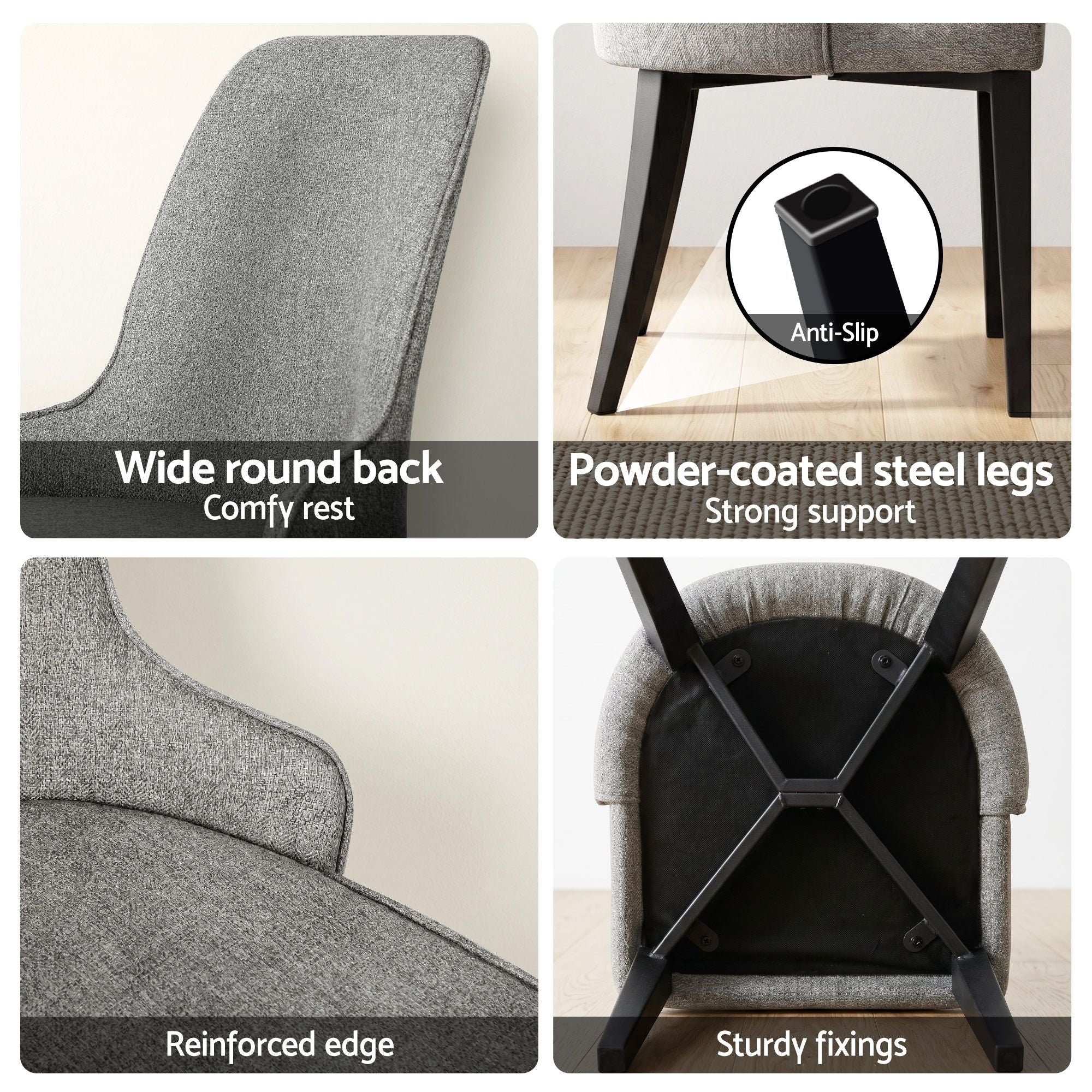 Artiss Dining Chairs Set of 6 Linen Fabric Grey BA-TW-V17-DIN5901-GYX6