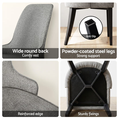 Artiss Dining Chairs Set of 6 Linen Fabric Grey BA-TW-V17-DIN5901-GYX6