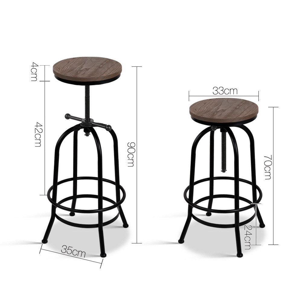 Artiss Bar Stools Adjustable Wood Chairs BA-TW-V17-T14134-BK