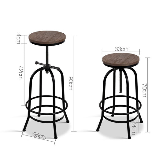 Artiss Bar Stools Adjustable Wood Chairs BA-TW-V17-T14134-BK