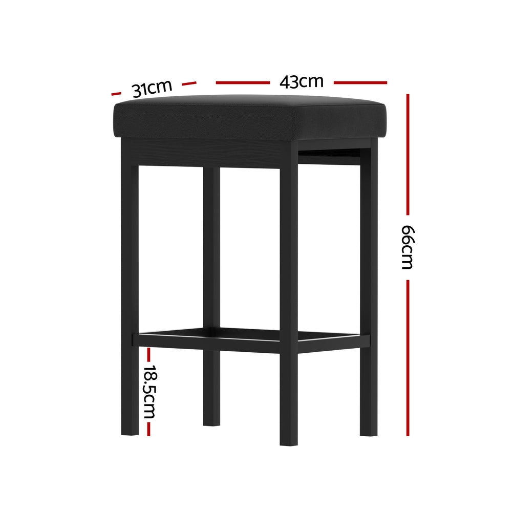 2x Artiss Metal Bar Stools PU Seat Dining Counter Chairs BA-TW-W0087-BKX2