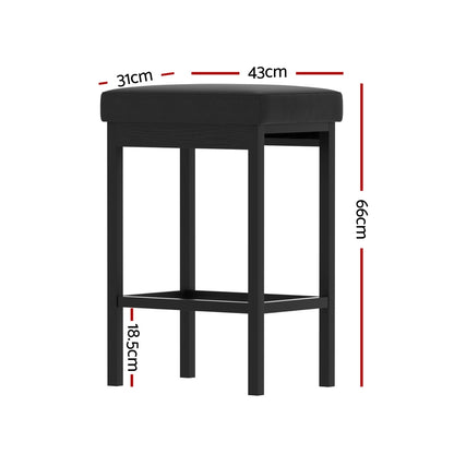 2x Artiss Metal Bar Stools PU Seat Dining Counter Chairs BA-TW-W0087-BKX2